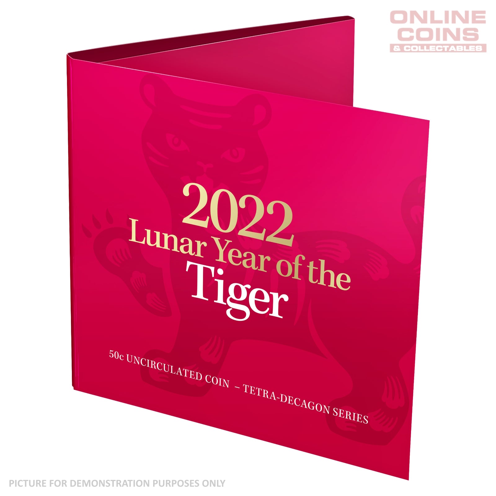 2022 50c CuNi Uncirculated Tetra-Decagon Carded Coin - Year of the Tiger